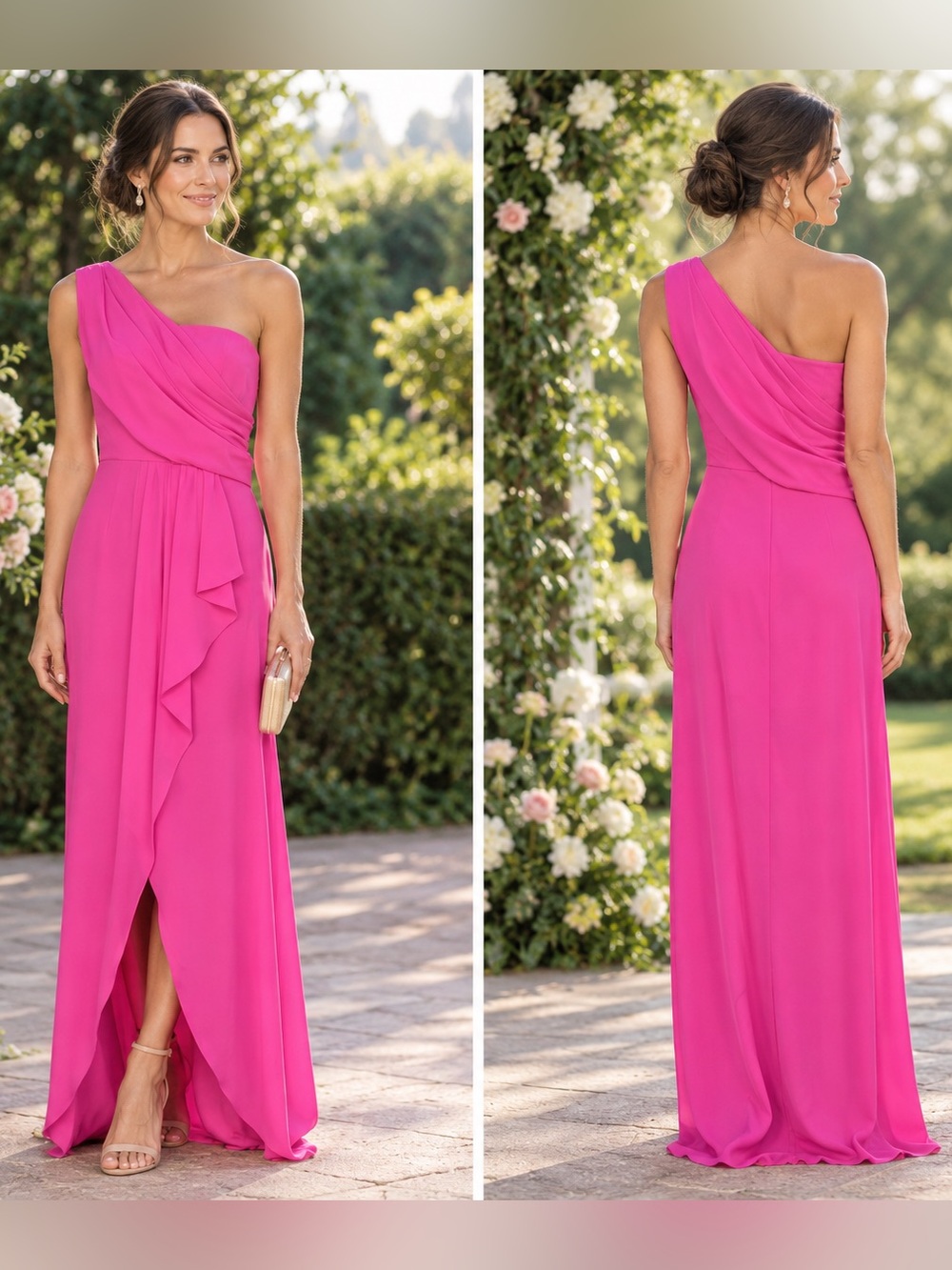 BCBGMaxAzria “Kail” Draped One Shoulder Gown